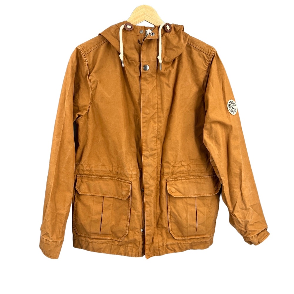 Norse Projects Nunk Jacket Waxed Cotton Brown Lightweight Zipper Hood‎ Mens XS